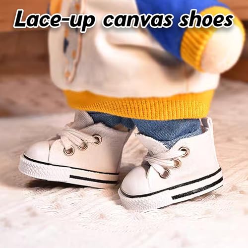  Mini Doll Shoes, Cute Lace Up Canvas Sneakers for 17cm/15cm Dolls (White)
| Mini Doll Shoes, 1 Pair 17cm/15cm Compatibl